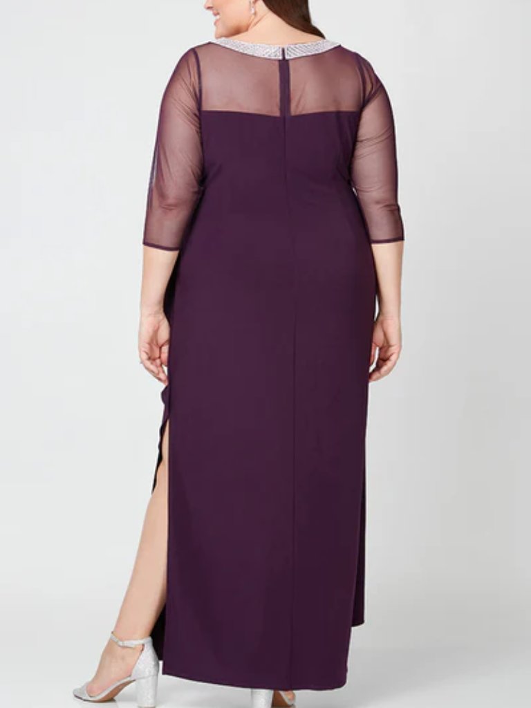 Alex Evenings New Eggplant Formal Illusion Embellished Neck Ruched Gown, 22w — image 2 of 8